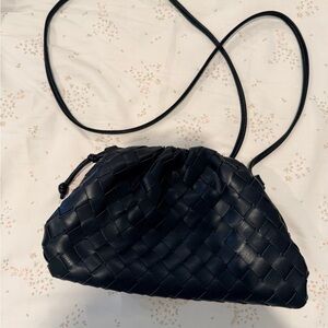 Black Woven Faux Leather Bag